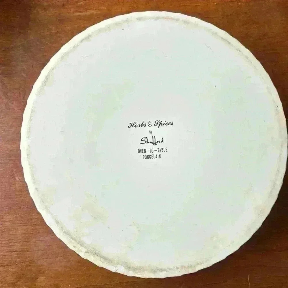 Shafford Herbs And Spices Oven To Table Porcelain Souffle Dish Vintage 1980's - Picture 3 of 8